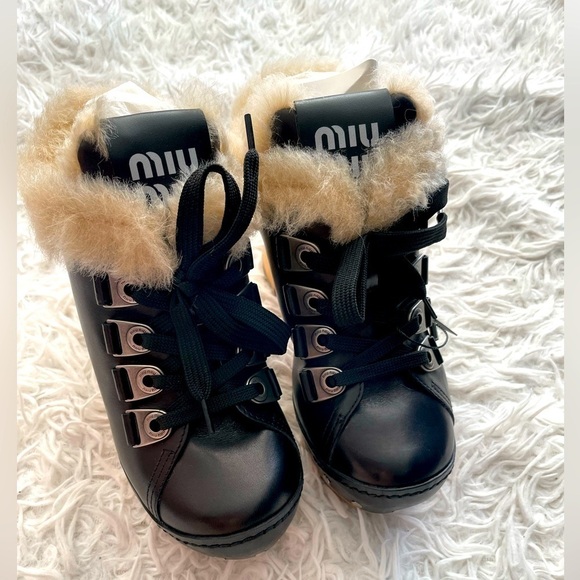 Miu Miu Winter Platform Mules in Black NWT - Picture 10 of 15